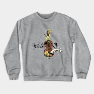 Wondeful violin with piano and flowers Crewneck Sweatshirt